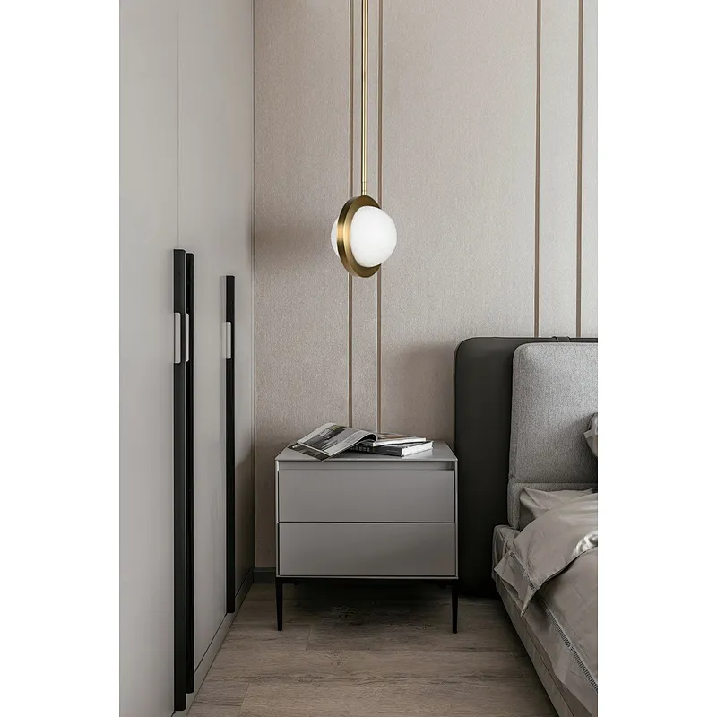 Antique brass finish single planet ball alabaster pendant lamp for restaurant and bedside