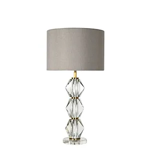 Modern style prismatic cube solid crystal glass bedside table lamp for living room sofa lamp