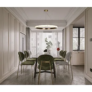 Antique brass finish LED light source layered alabaster decorative ring pendant light for restaurant and living room