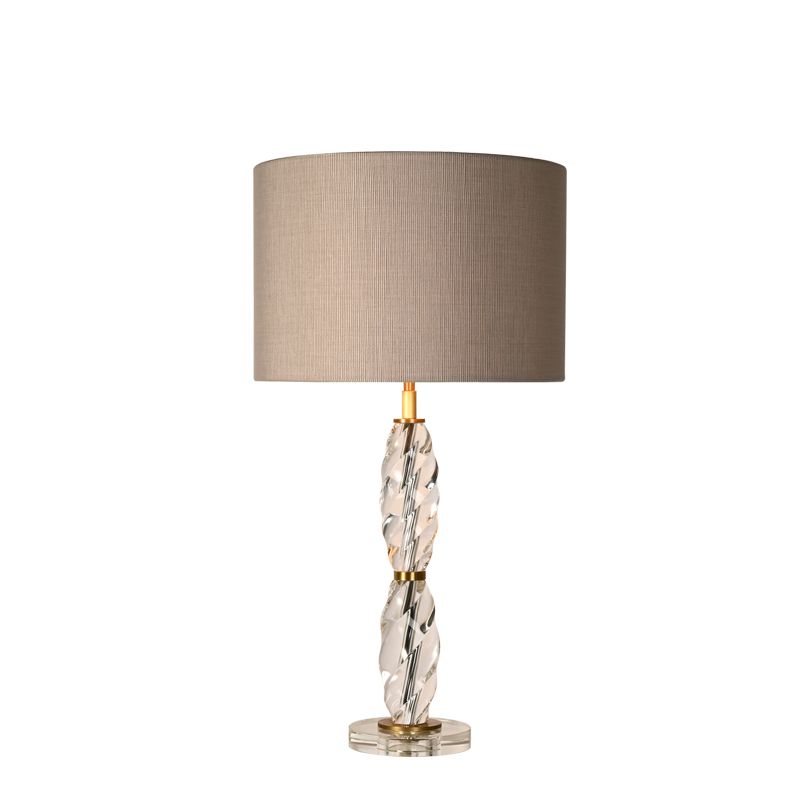 Spiral crystal glass bedside table lamp with fabric lampshade for living room sofa lamp