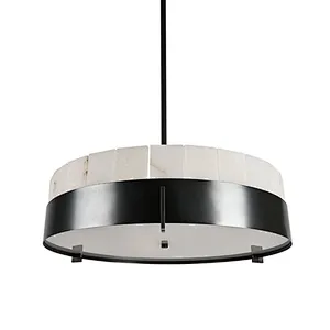 Simple luxury circular slice alabaster restaurant pendant light
