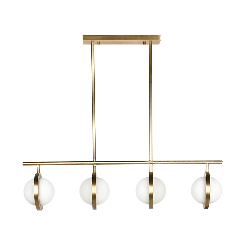 Antique brass finish 4 planet balls alabaster restaurant pendant light