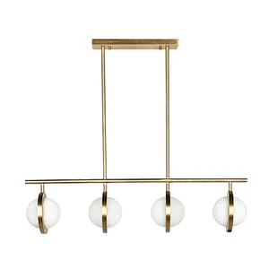 Antique brass finish 4 planet balls alabaster restaurant pendant light