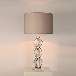 Modern style prismatic cube solid crystal glass bedside table lamp for living room sofa lamp