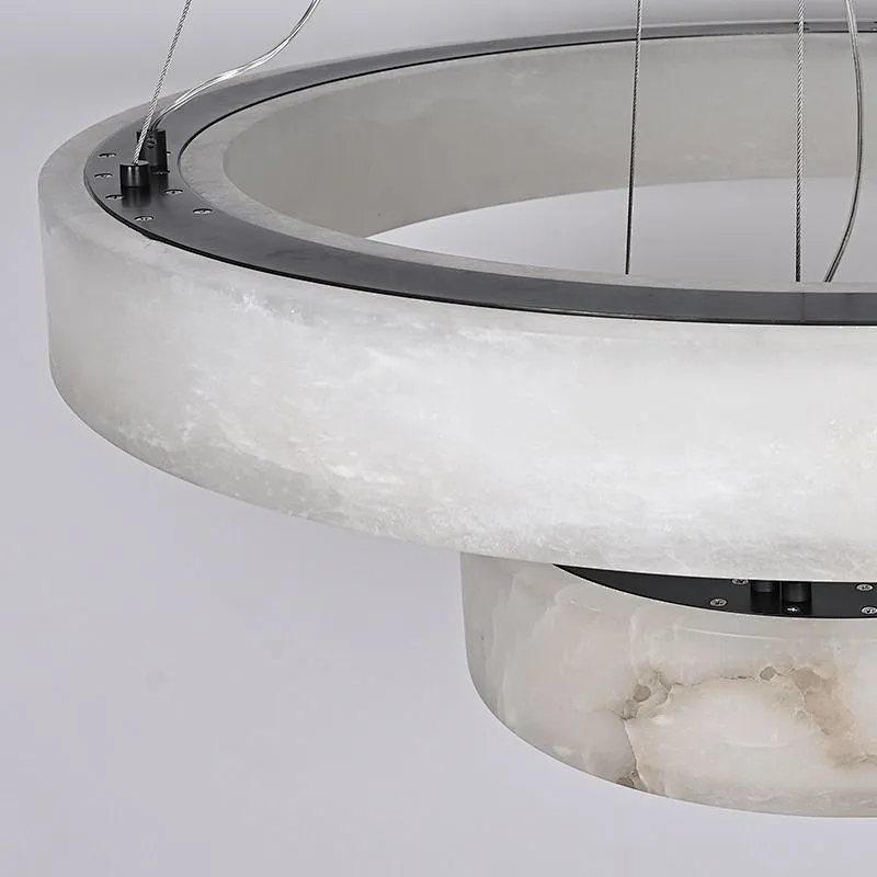 LED light source luxury alabaster ring chandelier pendant light for restaurant and living room