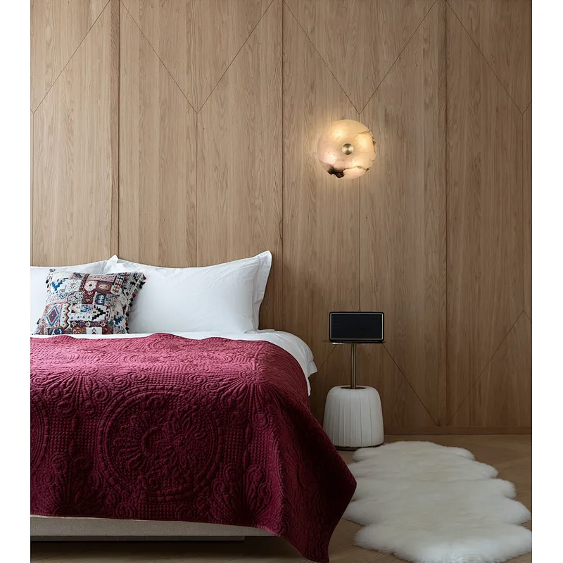 Semicircle shell alabaster bedside wall light for living room and bedroom