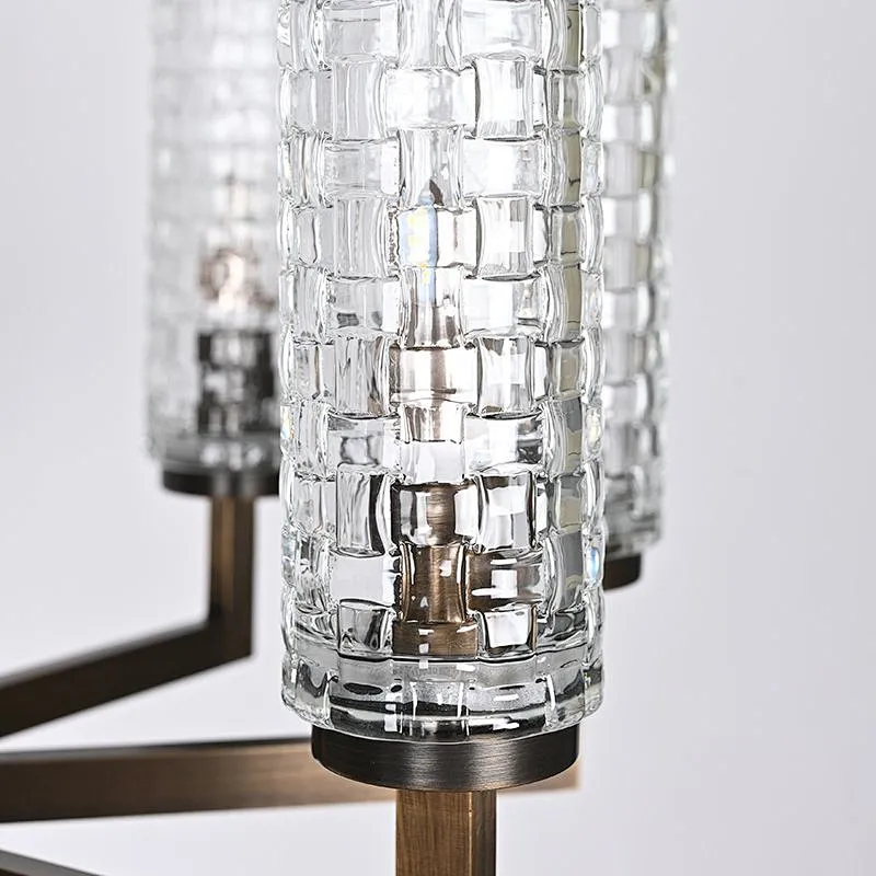 Vintage brass finish woven textured glass chandelier for living room