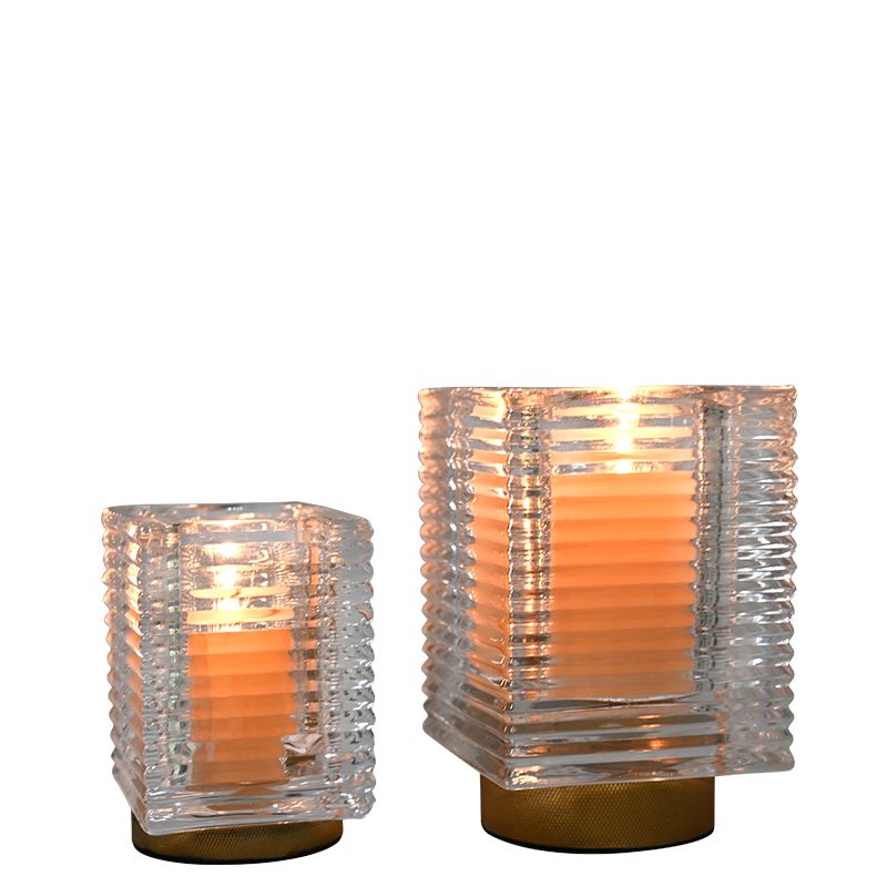 Diamond Knurled Base Mini Layering Glass Ice-cube Candlestick