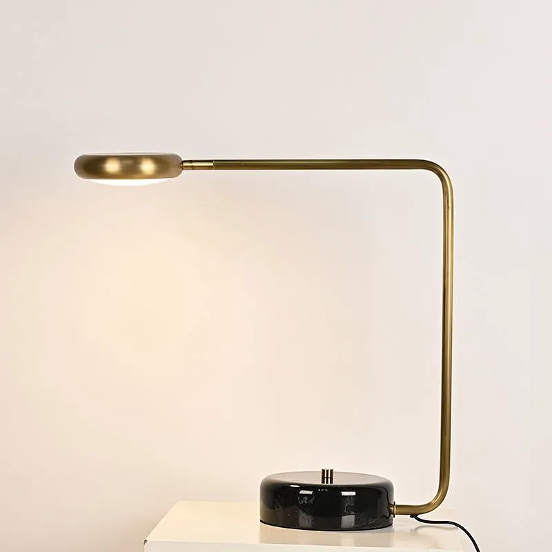 LED concise black marble base reading desk light table lamp