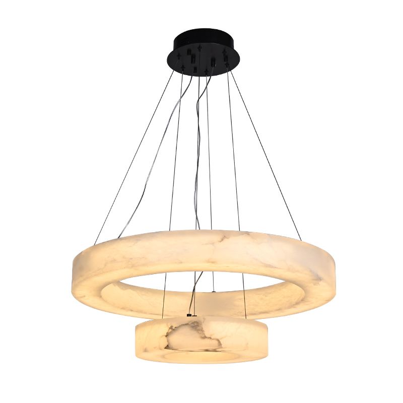 LED light source luxury alabaster ring chandelier pendant light for restaurant and living room