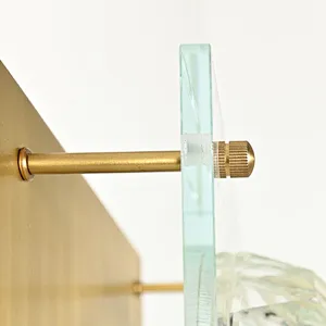 Honeycomb crystal glass ball antique brass finish sconce wall lamp for bedroom living room