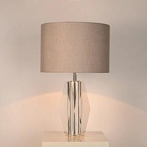 Modern Prismatic Geometric solid crystal glass fabric shade table lamp for living room bedroom