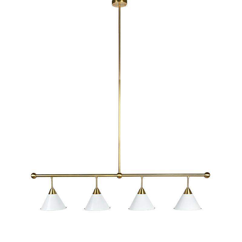Concise antique brass finish white shade pendant light for restaurant dining room