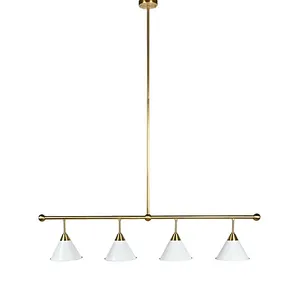Concise antique brass finish white shade pendant light for restaurant dining room
