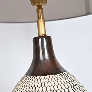 Wabi-Sabi pottery moulded honeycomb simple retro table lamp for living room
