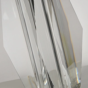 Modern Prismatic Geometric solid crystal glass fabric shade table lamp for living room bedroom