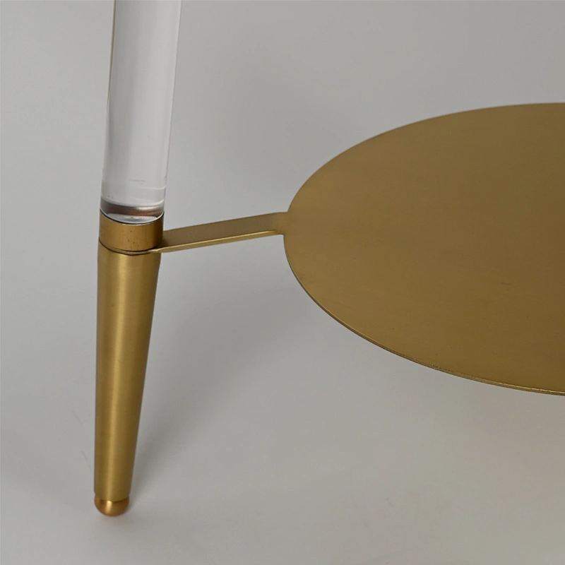 Simple three-legged triangle acrylic floor lamp with fabric lampshade for living room