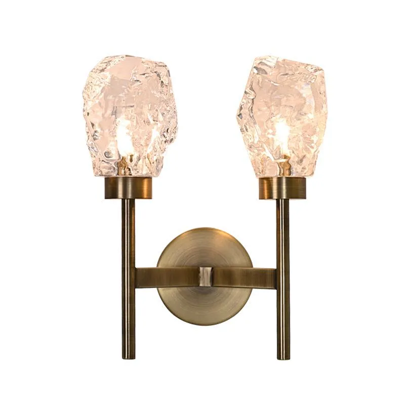 Modern Double Head Crystal Glass Wall Light  Irregular Solid Wall Lamp