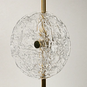 Simple design round handmade art glass fabric lampshade bedside table lamp for living room bedroom