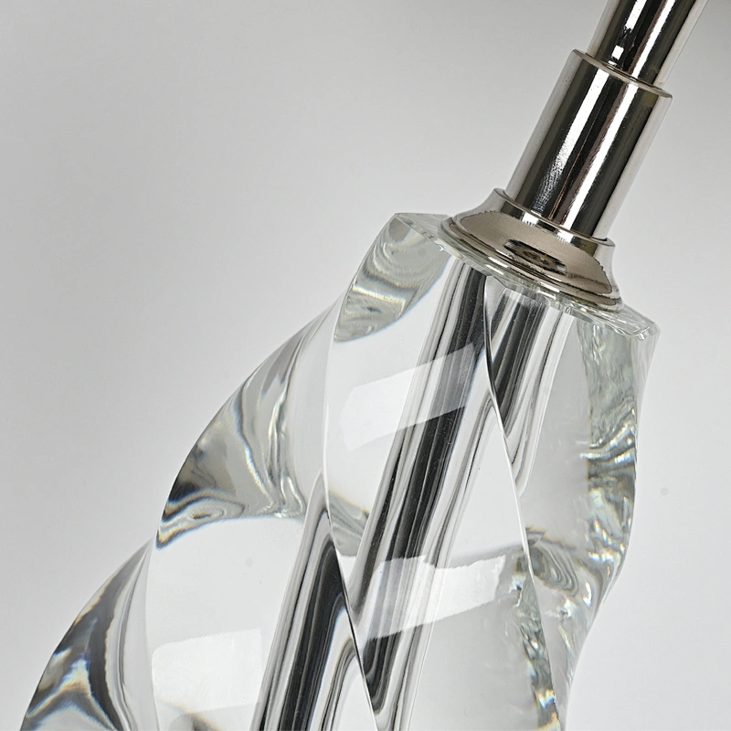 Modern style handmade twisted crystal glass bedside table lamp with fabric lampshade for living room bedroom