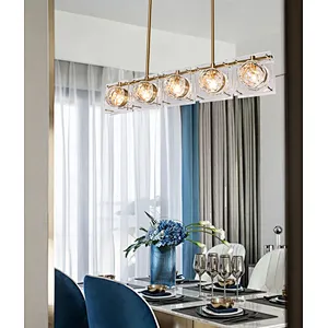 Honeycomb crystal glass balls long pendant light for restaurant