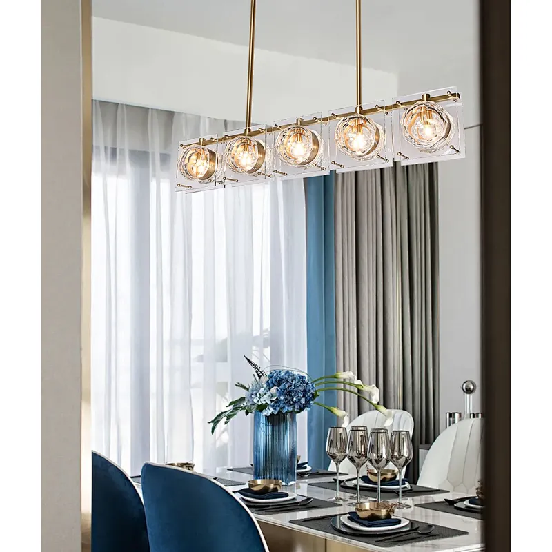 Honeycomb crystal glass balls long pendant light for restaurant