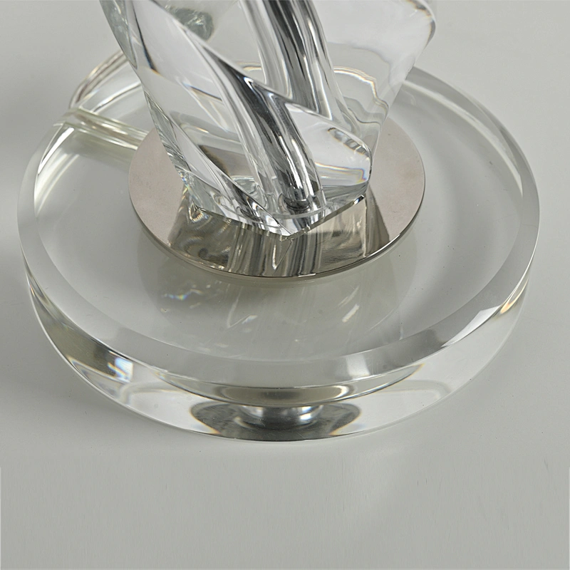 Modern style handmade twisted crystal glass bedside table lamp with fabric lampshade for living room bedroom