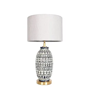 Wabi-Sabi porcelain ware pottery moulded peacock blue relief retro table lamp