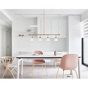 Concise antique brass finish white shade pendant light for restaurant dining room