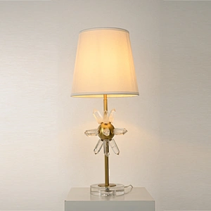 Modern style sunlight natural crystal fabric lampshade bedside table lamp for living room bedroom