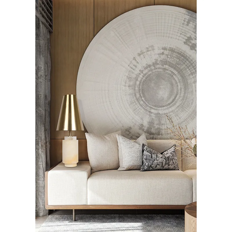 Solid alabaster stone base classic table lamp with brass finish lampshade