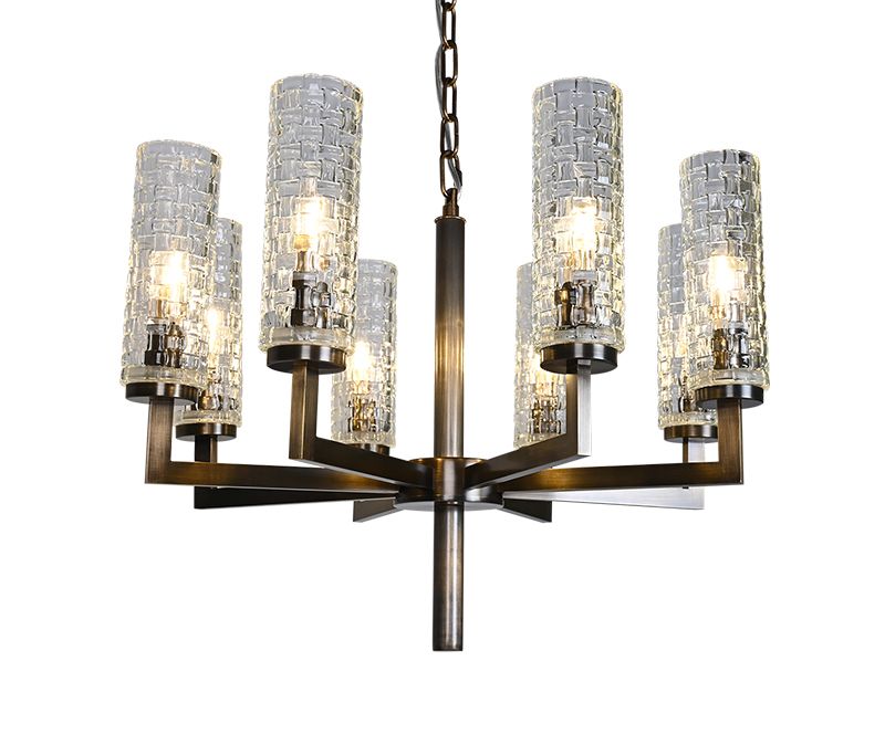 Vintage brass finish woven textured glass chandelier for living room