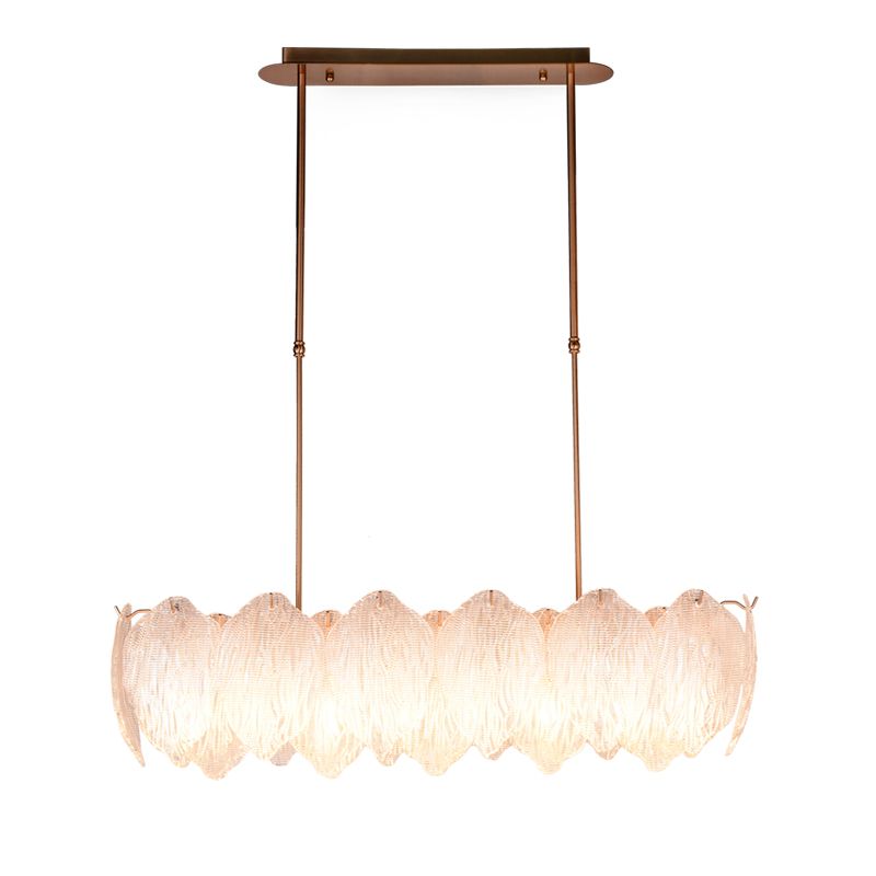 Mulberry leaves shape textured steel glass pendent chandelier light for restaurant