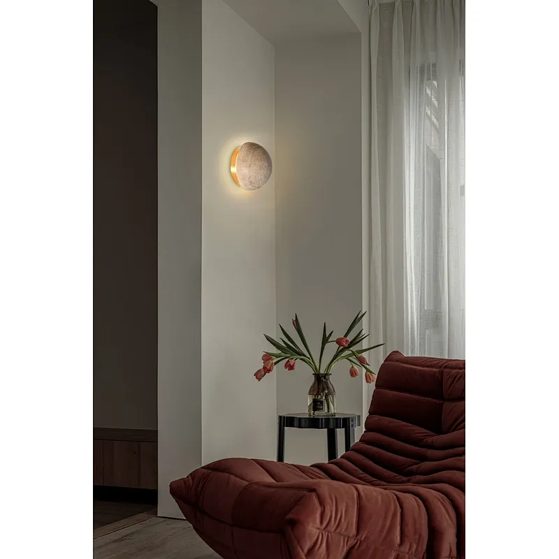 LED light source lunar eclipse natural travertine stone wall light