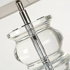 Luxury round complex crystal glass desk table lamp with fabric shade table lamp for livingroom bedroom
