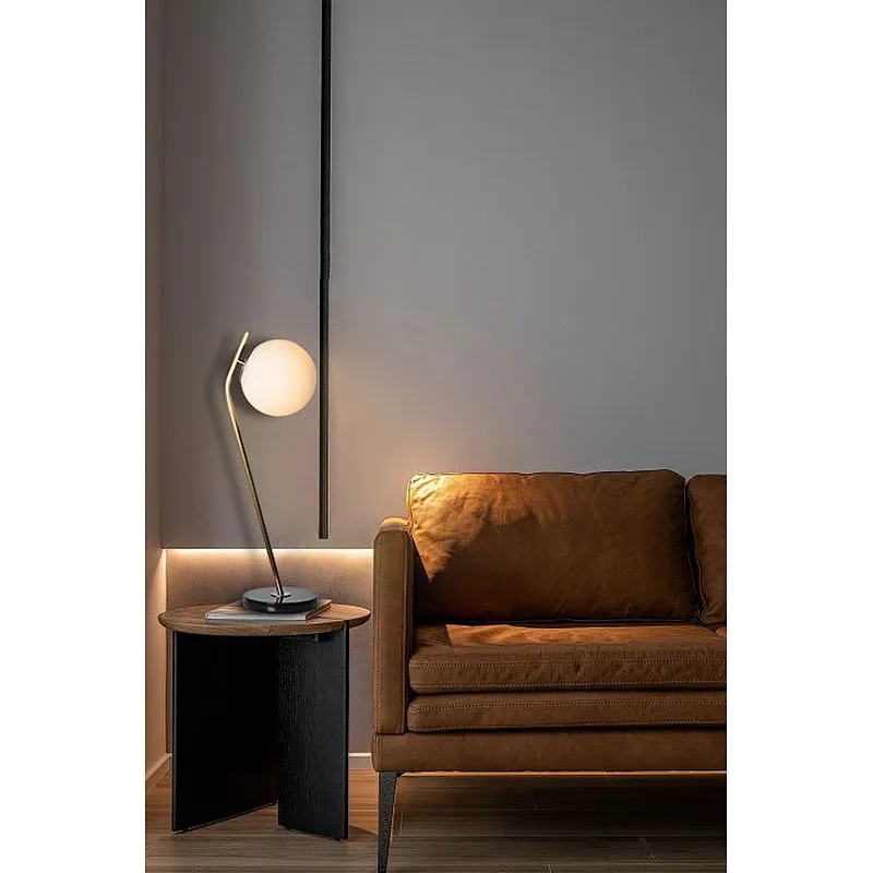Modern style dimmable brass finish fruited melon milky glass ball table lamp
