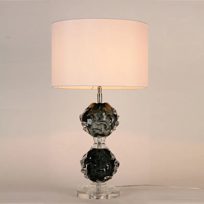 Handmade color crystal glass balls dark green couloured glaze ball crystal base bedside table lamp for bedroom