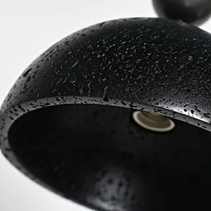 Antique bronze finish semicircle natural black travertine stone restaurant pendant light