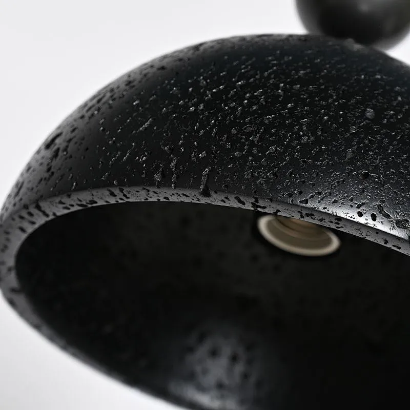 Antique bronze finish semicircle natural black travertine stone restaurant pendant light
