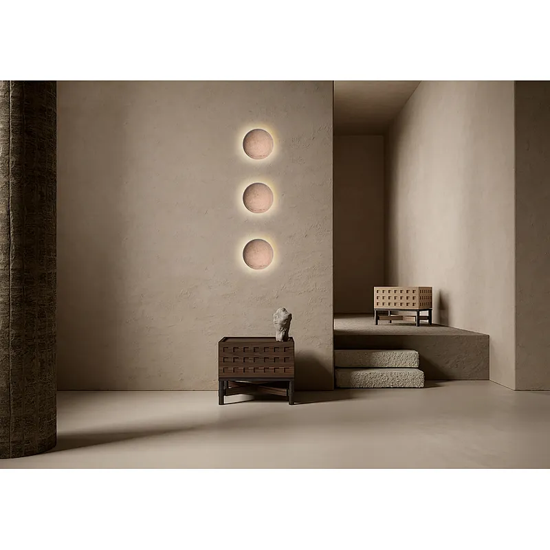 LED light source lunar eclipse natural travertine stone wall light