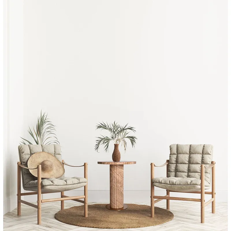 FRP column natural travertine stone corner table