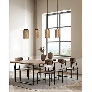 Luxury carved square column natural travertine stone pendant light