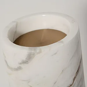 Tabletop white cylindrical marble candlestick set home decor