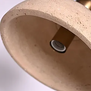 Antique brass finish semicircle natural travertine stone restaurant pendant light