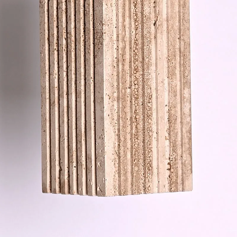 Luxury carved square column natural travertine stone pendant light