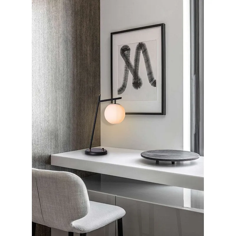Modern style dimmable bronze finish hanging melon milky glass ball table lamp
