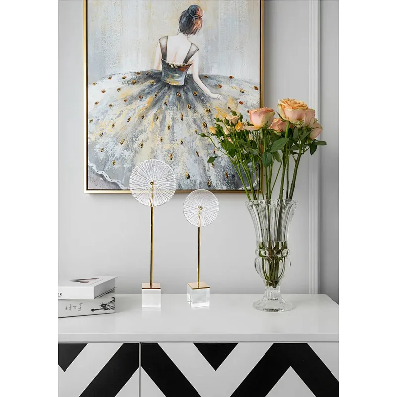 Modern style solid crystal glass base art glass ornaments crafts for livingroom home décor