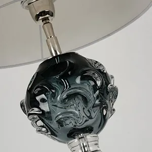 Handmade color crystal glass balls dark green couloured glaze ball crystal base bedside table lamp for bedroom
