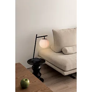 Modern style dimmable bronze finish hanging melon milky glass ball table lamp