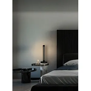 Led modern minimalist hollow out column metal living room bedside table lamp